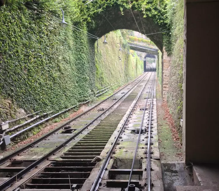 View through the tunnel from Funicolare Citta Alta