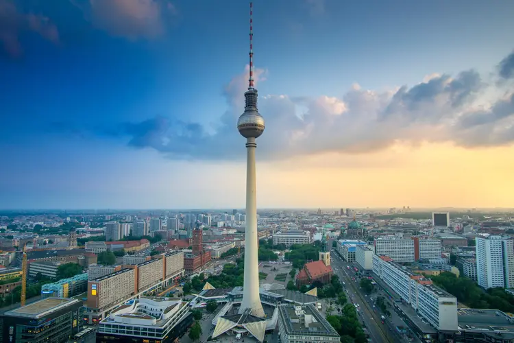 Berlin TV tower overlooking the city