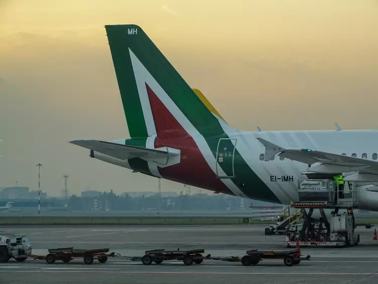 Back of an airplane at Linate airport