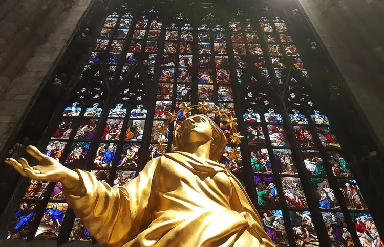 Stained windows inside the Duomo