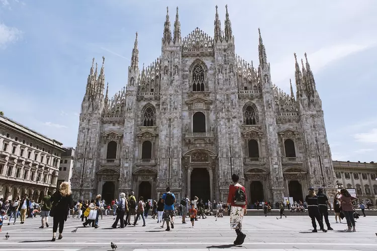 Front view of the magnificent Milan Cathedral