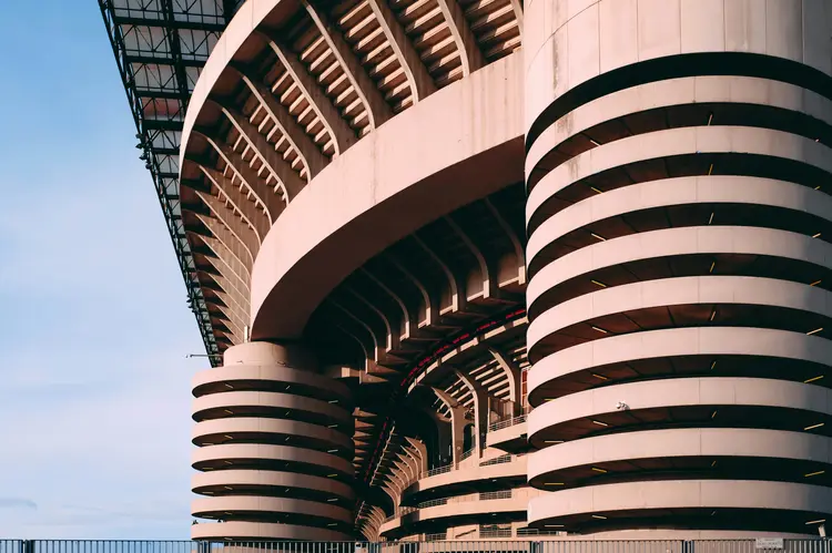 The distictive spiral stairs of the San Siro Stadium create a unique visual effect