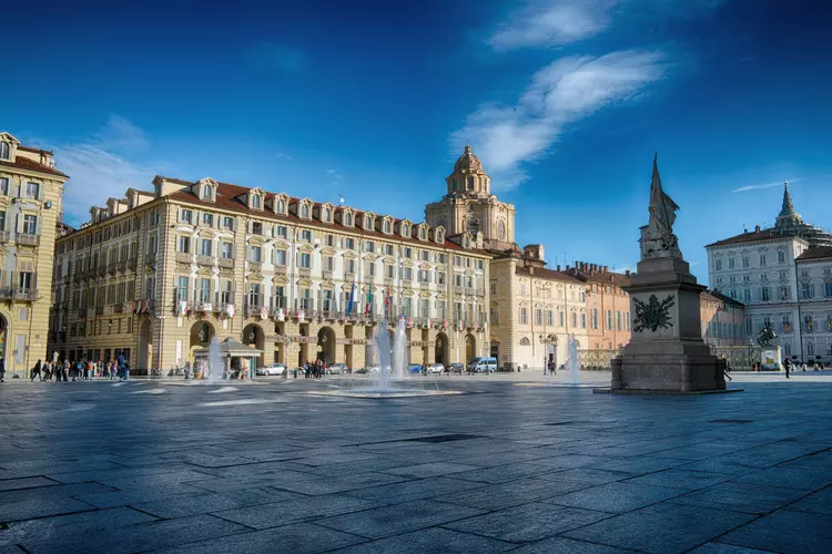 Bustling Piazza Castello Turin