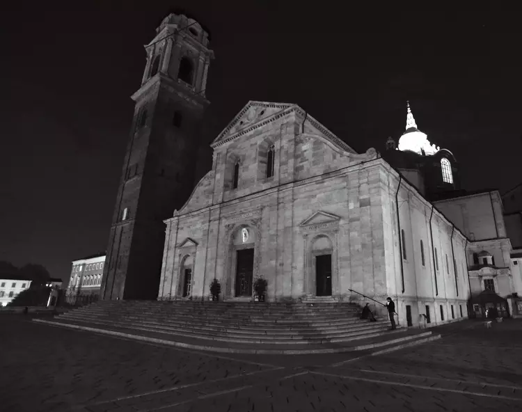 Exterior view of the Turin Cathedral and the Tower